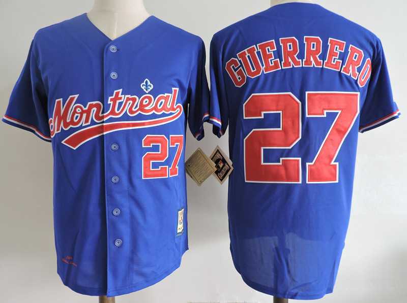 Montreal Expos #27 Vladimir Guerrero Blue Cooperstown Collection Jersey Dzhi